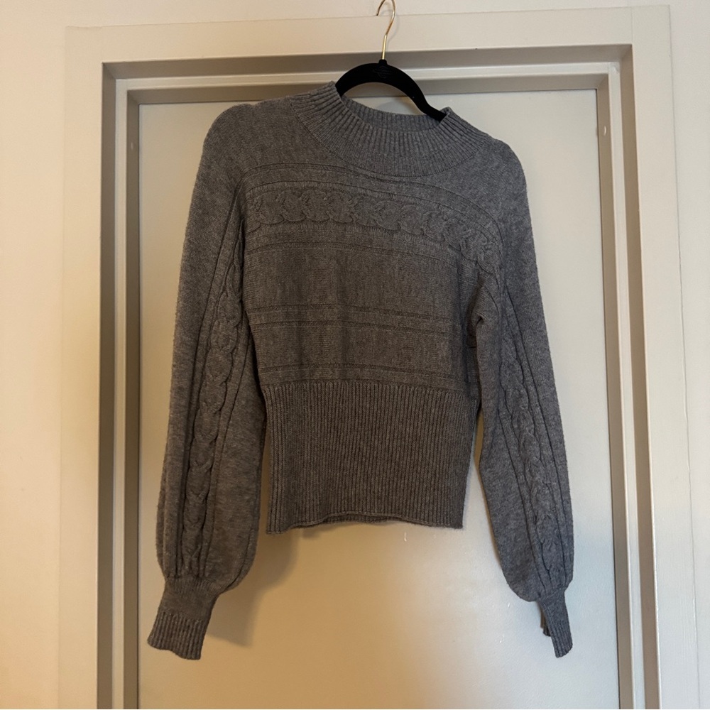 Gray Cable Knit Women's Sweater